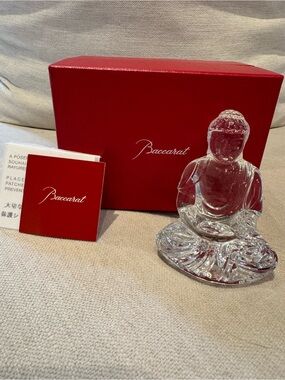 Baccarat Clear Crystal Buddha with Red Branded Box